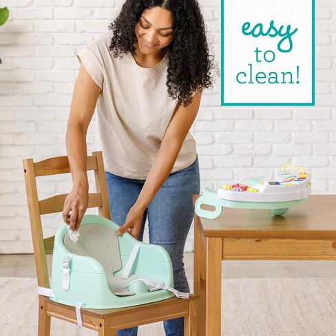 Infantino Music & Lights 3-in-1 Discovery Seat & Booster, Teal | 20 sounds & songs, Converts from infant seat to booster, Fits dining or kitchen chairs, Includes removable snack tray in Saudi Arabia