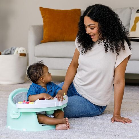 Infantino Music & Lights 3-in-1 Discovery Seat & Booster, Teal | 20 sounds & songs, Converts from infant seat to booster, Fits dining or kitchen chairs, Includes removable snack tray in Saudi Arabia