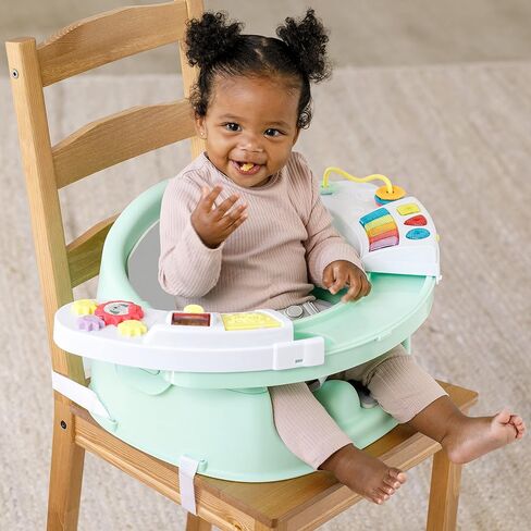 Infantino Music & Lights 3-in-1 Discovery Seat & Booster, Teal | 20 sounds & songs, Converts from infant seat to booster, Fits dining or kitchen chairs, Includes removable snack tray in Saudi Arabia