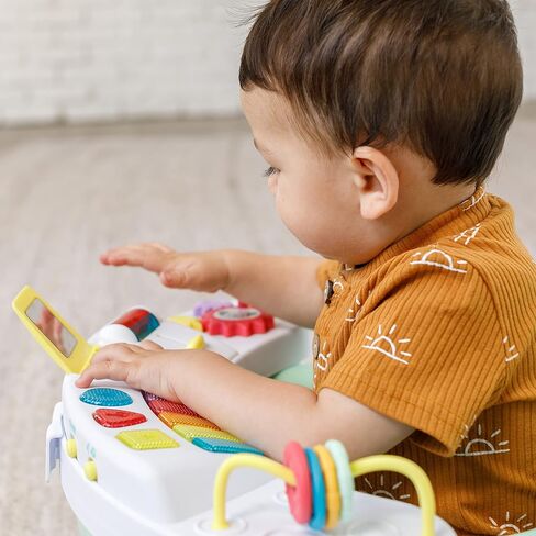 Infantino Music & Lights 3-in-1 Discovery Seat & Booster, Teal | 20 sounds & songs, Converts from infant seat to booster, Fits dining or kitchen chairs, Includes removable snack tray in Saudi Arabia