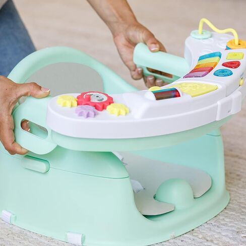 Infantino Music & Lights 3-in-1 Discovery Seat & Booster, Teal | 20 sounds & songs, Converts from infant seat to booster, Fits dining or kitchen chairs, Includes removable snack tray in Saudi Arabia