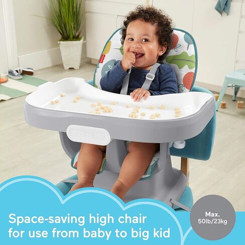 مقعد طعام محمول للأطفال الصغار من Fisher-Price Spacesaver بسيط ونظيف مع بطانة صينية قابلة للإزالة، غابة ضوء القمر [حصريًا لأمازون] in Kuwait