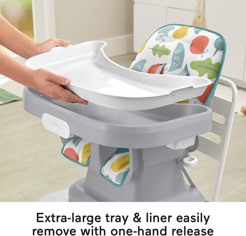 مقعد طعام محمول للأطفال الصغار من Fisher-Price Spacesaver بسيط ونظيف مع بطانة صينية قابلة للإزالة، غابة ضوء القمر [حصريًا لأمازون] in Kuwait