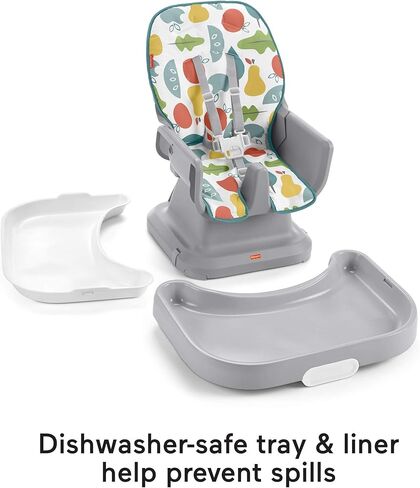 مقعد طعام محمول للأطفال الصغار من Fisher-Price Spacesaver بسيط ونظيف مع بطانة صينية قابلة للإزالة، غابة ضوء القمر [حصريًا لأمازون] in Kuwait