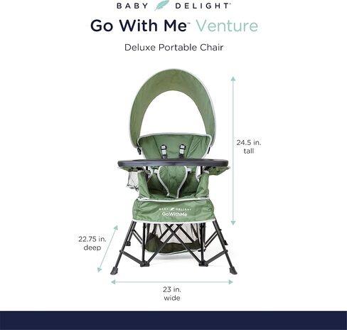 Baby Delight Go with Me Venture Portable Chair | Indoor and Outdoor | Sun Canopy | 3 Child Growth Stages | Blue Wave in Saudi Arabia
