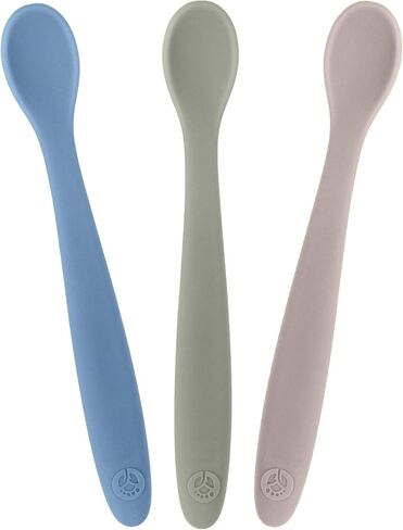 WeeSprout Silicone Baby Spoons - First Stage Infant Feeding Utensils With Soft-Tip, Bendable Kitchenware for Parent & Self-Feeding, Ultra-Durable, Dishwasher Safe, Travel Case, Set of 3 in Saudi Arabia