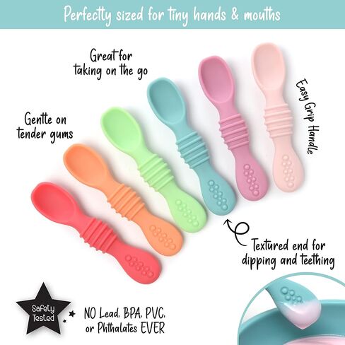 PrimaStella Silicone Chew Spoon Set for Babies and Toddlers | Safety Tested | BPA Free | Microwave, Dishwasher and Freezer Safe in Kuwait