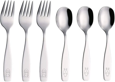 ANNOVA Kids Flatware Set - Stainless Steel Silverware Forks, Table Knife, Tablespoons - Child Toddler Utensils Dinosaur Engraved T-Rex, Triceratops, Diplodocus (Staineless Steel, 10 Pieces) in Saudi Arabia