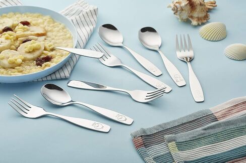 ANNOVA Kids Flatware Set - Stainless Steel Silverware Forks, Table Knife, Tablespoons - Child Toddler Utensils Dinosaur Engraved T-Rex, Triceratops, Diplodocus (Staineless Steel, 10 Pieces) in Saudi Arabia