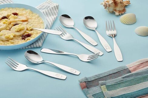 ANNOVA Kids Flatware Set - Stainless Steel Silverware Forks, Table Knife, Tablespoons - Child Toddler Utensils Dinosaur Engraved T-Rex, Triceratops, Diplodocus (Staineless Steel, 10 Pieces) in Saudi Arabia