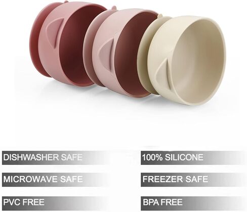 PandaEar 3 Pack Baby Bowls with Suction| Stay Put Silicone Food Bowl for Babies Kids Toddlers Infants| Food Grade Soft Safe BPA-Free Silicone (Multi-Color) in Saudi Arabia
