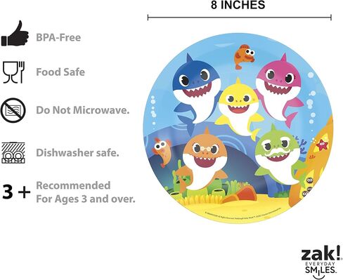 Zak Designs Baby Shark خالية من مادة BPA مصنوعة من مادة الميلامين المتينة ومثالية للأطفال، مجموعة هدايا مكونة من 6 قطع، Shark-6pcs in Kuwait
