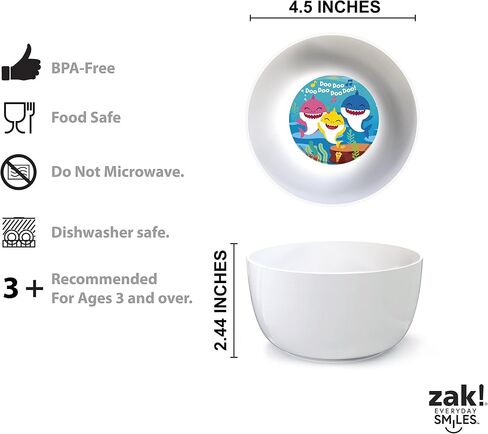 Zak Designs Baby Shark خالية من مادة BPA مصنوعة من مادة الميلامين المتينة ومثالية للأطفال، مجموعة هدايا مكونة من 6 قطع، Shark-6pcs in Kuwait