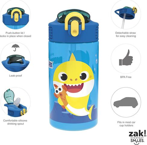 Zak Designs Baby Shark خالية من مادة BPA مصنوعة من مادة الميلامين المتينة ومثالية للأطفال، مجموعة هدايا مكونة من 6 قطع، Shark-6pcs in Kuwait