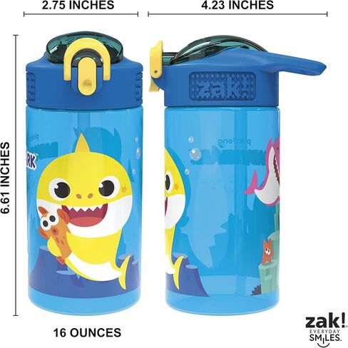 Zak Designs Baby Shark خالية من مادة BPA مصنوعة من مادة الميلامين المتينة ومثالية للأطفال، مجموعة هدايا مكونة من 6 قطع، Shark-6pcs in Kuwait