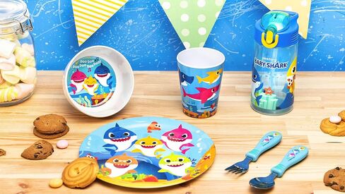 Zak Designs Baby Shark خالية من مادة BPA مصنوعة من مادة الميلامين المتينة ومثالية للأطفال، مجموعة هدايا مكونة من 6 قطع، Shark-6pcs in Kuwait