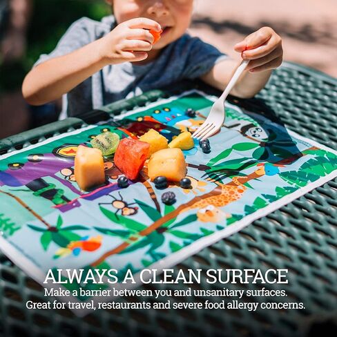 40 Pack Disposable Placemats for Baby, 3 Design Pack Baby Eating Mat, 12" x 18" Sticky Kids Placemat, Toddler Place mat for Restaurants, Plastic Kids Placemats for Dining Table in Saudi Arabia