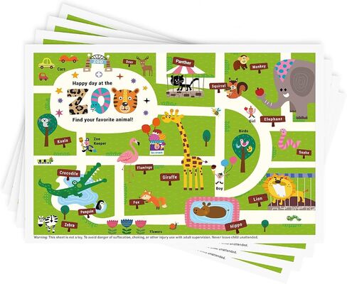 Babebay Disposable Stick-on Placemats 40 Pack for Baby & Kids & Toddler, Sticky Placemats Restaurant Table Mats 12" x 18" (Animal Alphabet) in Saudi Arabia