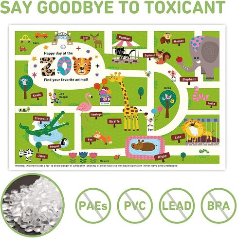 Babebay Disposable Stick-on Placemats 40 Pack for Baby & Kids & Toddler, Sticky Placemats Restaurant Table Mats 12" x 18" (Animal Alphabet) in Saudi Arabia