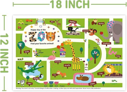 Babebay Disposable Stick-on Placemats 40 Pack for Baby & Kids & Toddler, Sticky Placemats Restaurant Table Mats 12" x 18" (Animal Alphabet) in Saudi Arabia