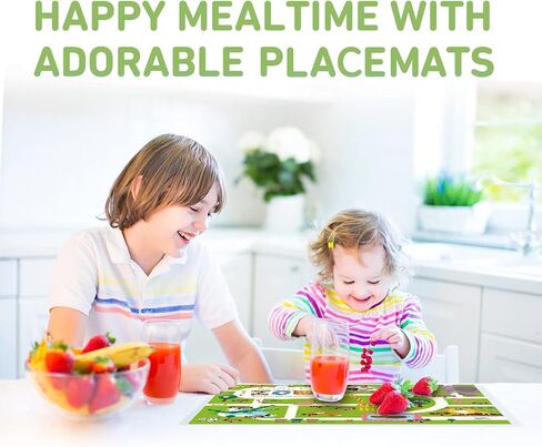 Babebay Disposable Stick-on Placemats 40 Pack for Baby & Kids & Toddler, Sticky Placemats Restaurant Table Mats 12" x 18" (Animal Alphabet) in Saudi Arabia
