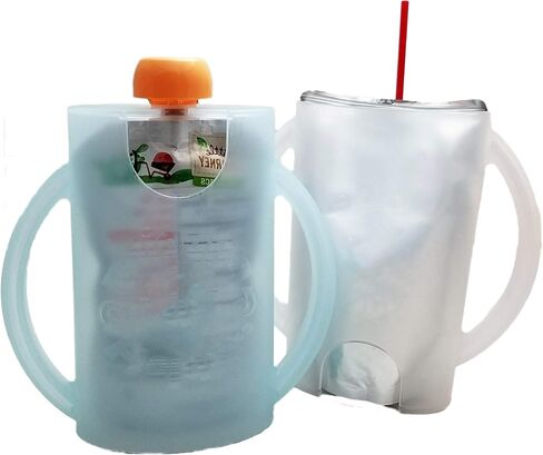 Squeeze Proof Food Pouch Holder for Toddlers, Babies, Kids, Mess Free No Squeeze Juice Box Drink and Applesauce Snack Holder with Easy Grip Handles and Lid in Saudi Arabia