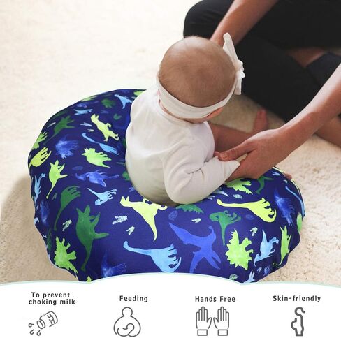 Dinosaur Nursing Pillow Cover, Breastfeeding Pillow Slipcover for Baby Boys & Girls, Nursing Pillow Case for Newborn, Soft Fabric Fits Snug On Infant, Washable & Breathable, Watercolor Dinosaur Blue in Saudi Arabia