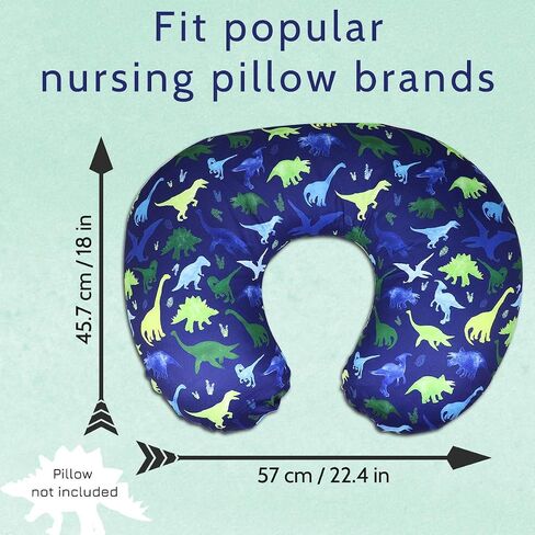 Dinosaur Nursing Pillow Cover, Breastfeeding Pillow Slipcover for Baby Boys & Girls, Nursing Pillow Case for Newborn, Soft Fabric Fits Snug On Infant, Washable & Breathable, Watercolor Dinosaur Blue in Saudi Arabia