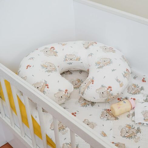 2 Pack Nursing Pillow Covers and 39 Inches x 39 Inches Muslin Swaddle Blanket with Burp Cloths %100 Cotton Slipcovers for Breastfeeding Pillows for Baby Girl & Boy |Fits Boppy Pillow | Koala | Animal in Saudi Arabia