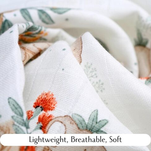 2 Pack Nursing Pillow Covers and 39 Inches x 39 Inches Muslin Swaddle Blanket with Burp Cloths %100 Cotton Slipcovers for Breastfeeding Pillows for Baby Girl & Boy |Fits Boppy Pillow | Koala | Animal in Saudi Arabia