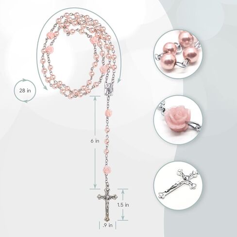 Baptism Gifts for Girl - My First Rosary with Keepsake Box, First Communion Gifts for Girls, Baptisms Gifts for Boys or Girls Christening. Pink Rosary, Ceramic Box and Gift Packaging in Saudi Arabia