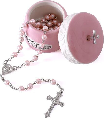 صندوق تذكار My First Rosary Cross for Boy ومجموعة هدايا مسبحة، باللون الأزرق in Kuwait