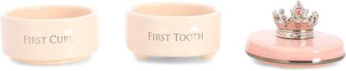 صندوق تذكار قابل للتكديس للأطفال من الخزف الحجري الوردي من DEMDACO First Tooth and Curl، عدد 1 (عبوة من قطعة واحدة) in Kuwait