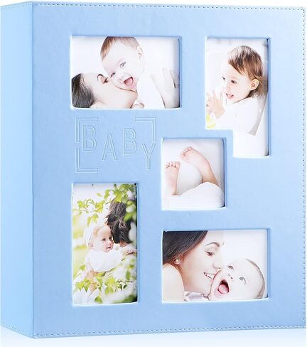 Ywlake Baby Boy Photo Album 4x6 300 Pocket Pictures, Leather Cover Newborn Shower Boy Bebe Album Holds 300 Horizontal Pictures Blue in Saudi Arabia