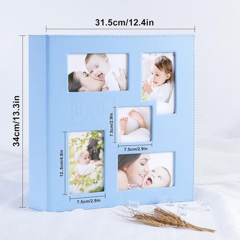 Ywlake Baby Boy Photo Album 4x6 300 Pocket Pictures, Leather Cover Newborn Shower Boy Bebe Album Holds 300 Horizontal Pictures Blue in Saudi Arabia