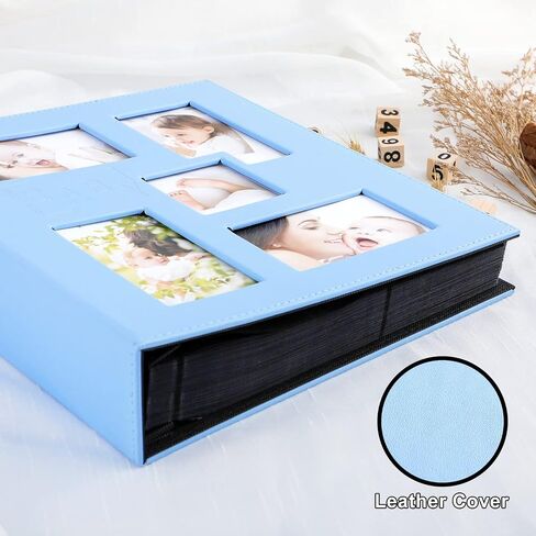 Ywlake Baby Boy Photo Album 4x6 300 Pocket Pictures, Leather Cover Newborn Shower Boy Bebe Album Holds 300 Horizontal Pictures Blue in Saudi Arabia