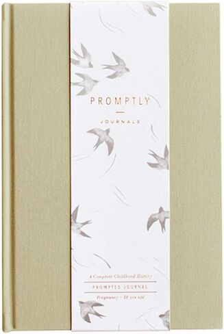 Promptly Journals, A Complete Childhood History: From Pregnancy to 18 Years Old (Aloe Green, Leatherette) | Baby Book and Pregnancy Journal | Baby Memory Book in Saudi Arabia