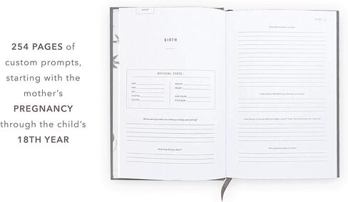 Promptly Journals, A Complete Childhood History: From Pregnancy to 18 Years Old (Aloe Green, Leatherette) | Baby Book and Pregnancy Journal | Baby Memory Book in Saudi Arabia