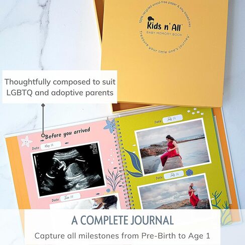 Baby Memory Book, First 5 Years, Boho Rainbow Baby Scrapbook and Keepsake | Rainbow Baby Gifts, 108 Guided Pages, Photo Spaces, Lay-Flat, Baby Keepsake Book, FSC-Certified Archival Paper, Gift Box in Saudi Arabia