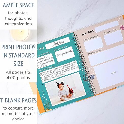 Baby Memory Book, First 5 Years, Boho Rainbow Baby Scrapbook and Keepsake | Rainbow Baby Gifts, 108 Guided Pages, Photo Spaces, Lay-Flat, Baby Keepsake Book, FSC-Certified Archival Paper, Gift Box in Saudi Arabia