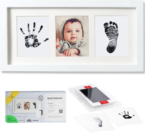 Baby Prints Newborn Handprint and Footprint Picture Frame Keepsake Kit, 13.5 x 7 INCHES (Large Size), Mess-Free Ink Pad Included | Gift for New Parents for Babyshower | Photo Keepsake in Saudi Arabia