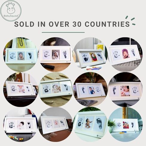 Baby Prints Newborn Handprint and Footprint Picture Frame Keepsake Kit, 13.5 x 7 INCHES (Large Size), Mess-Free Ink Pad Included | Gift for New Parents for Babyshower | Photo Keepsake in Saudi Arabia