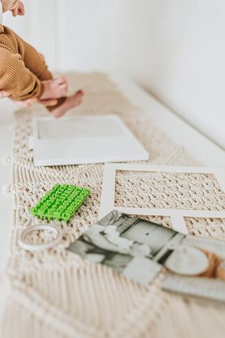 Baby Hand & Footprint Clay Keepsake Photo Frame Kit - w/Silicone Stencil for a Personalized Gift. Wood Frame, Wall/Table Mount. Perfect Registry, Baby Shower, New Mom, Birthday & Newborn Gift - Black in Kuwait