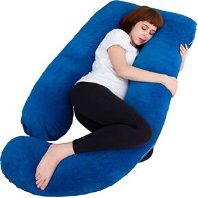 60 Inch Pregnancy Pillows for Sleeping, Extra Large U Shaped Body Pillow, Pregnancy Pillow, Maternity Pillow for Pregnant Women with Velour Cover (Blue)