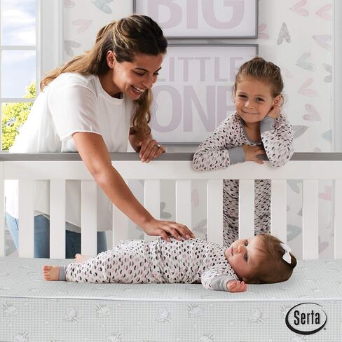 Serta Perfect Slumber Dual Sided Crib and Toddler Mattress - Waterproof - Hypoallergenic - Premium Sustainably Sourced Fiber Core -GREENGUARD Gold Certified (Non-Toxic) -7 Year Warranty - Made in USA in Saudi Arabia