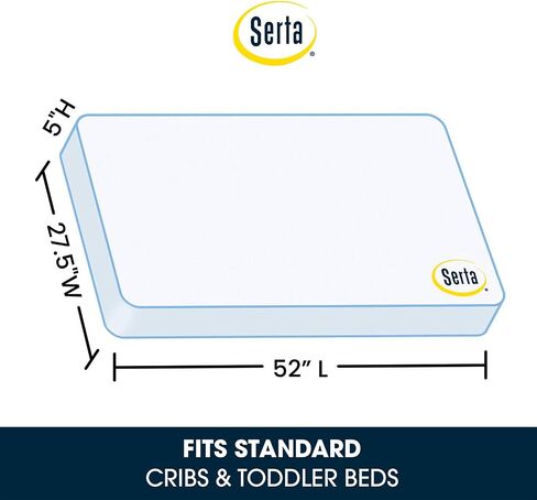 Serta Perfect Slumber Dual Sided Crib and Toddler Mattress - Waterproof - Hypoallergenic - Premium Sustainably Sourced Fiber Core -GREENGUARD Gold Certified (Non-Toxic) -7 Year Warranty - Made in USA in Saudi Arabia