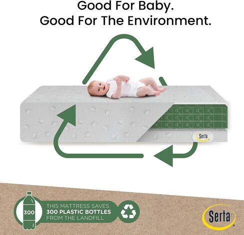Serta Perfect Slumber Dual Sided Crib and Toddler Mattress - Waterproof - Hypoallergenic - Premium Sustainably Sourced Fiber Core -GREENGUARD Gold Certified (Non-Toxic) -7 Year Warranty - Made in USA in Saudi Arabia