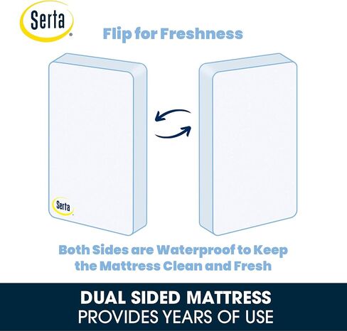Serta Perfect Slumber Dual Sided Crib and Toddler Mattress - Waterproof - Hypoallergenic - Premium Sustainably Sourced Fiber Core -GREENGUARD Gold Certified (Non-Toxic) -7 Year Warranty - Made in USA in Saudi Arabia