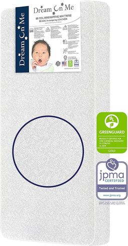 Dream On Me Nap Nest Baby Crib Mattress, GREENGUARD Gold, Made in USA | Waterproof Cover, 88 Coil Spring Support, BSA Verified, ASTM & CPSC Tested, Fits Full Size Crib and Toddler Bed 52"x28"x5" in Saudi Arabia