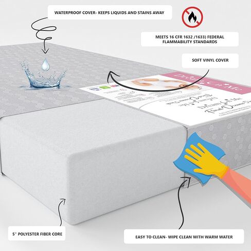 Snooze Crib & Toddler Mattress, Extra Firm Thermo-Bonded Core, Greenguard Gold Certified in Saudi Arabia